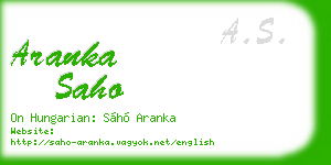 aranka saho business card